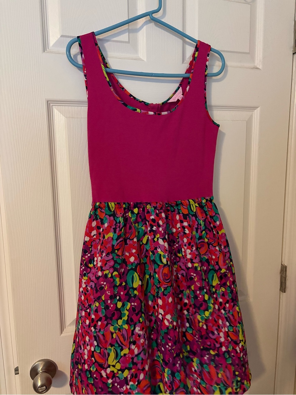 Lilly Pulitzer Hot Pink Tank Dress with Multicolor Floral Skirt